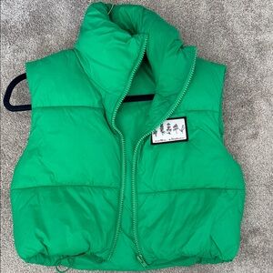 Womens Green Puffer Vest